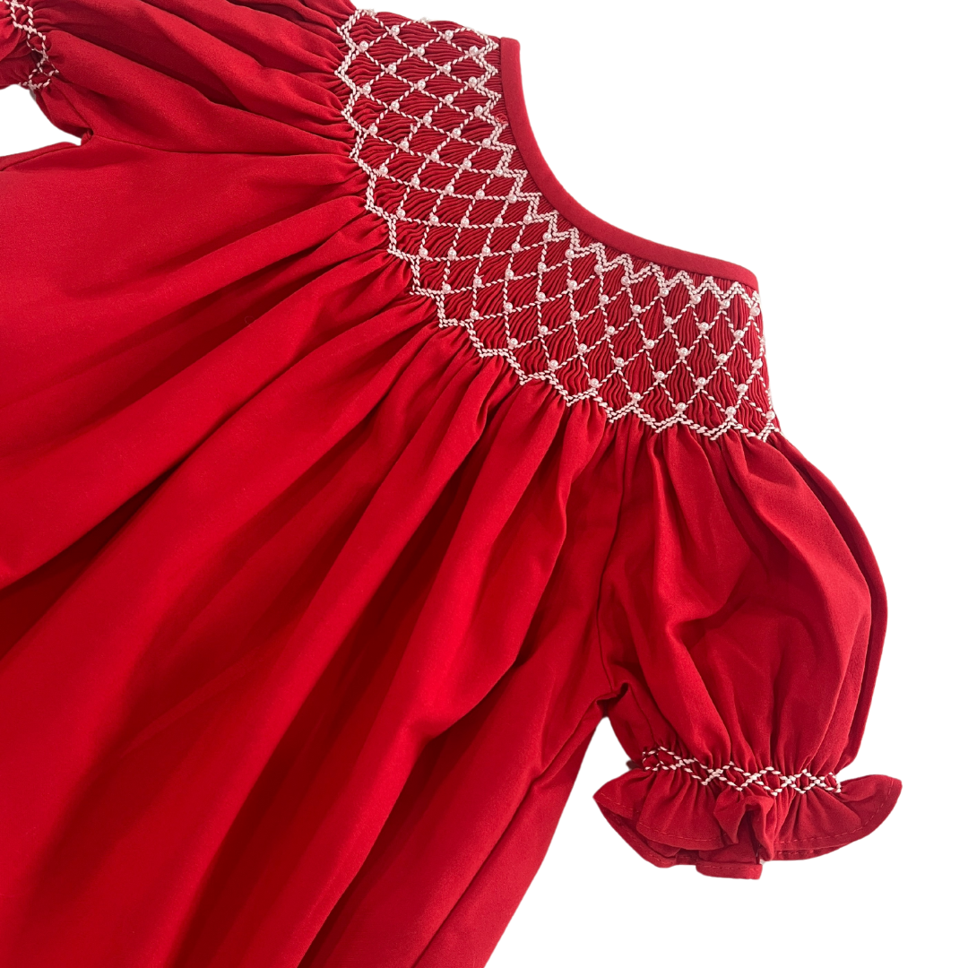 Catherine Red Smocked Dress