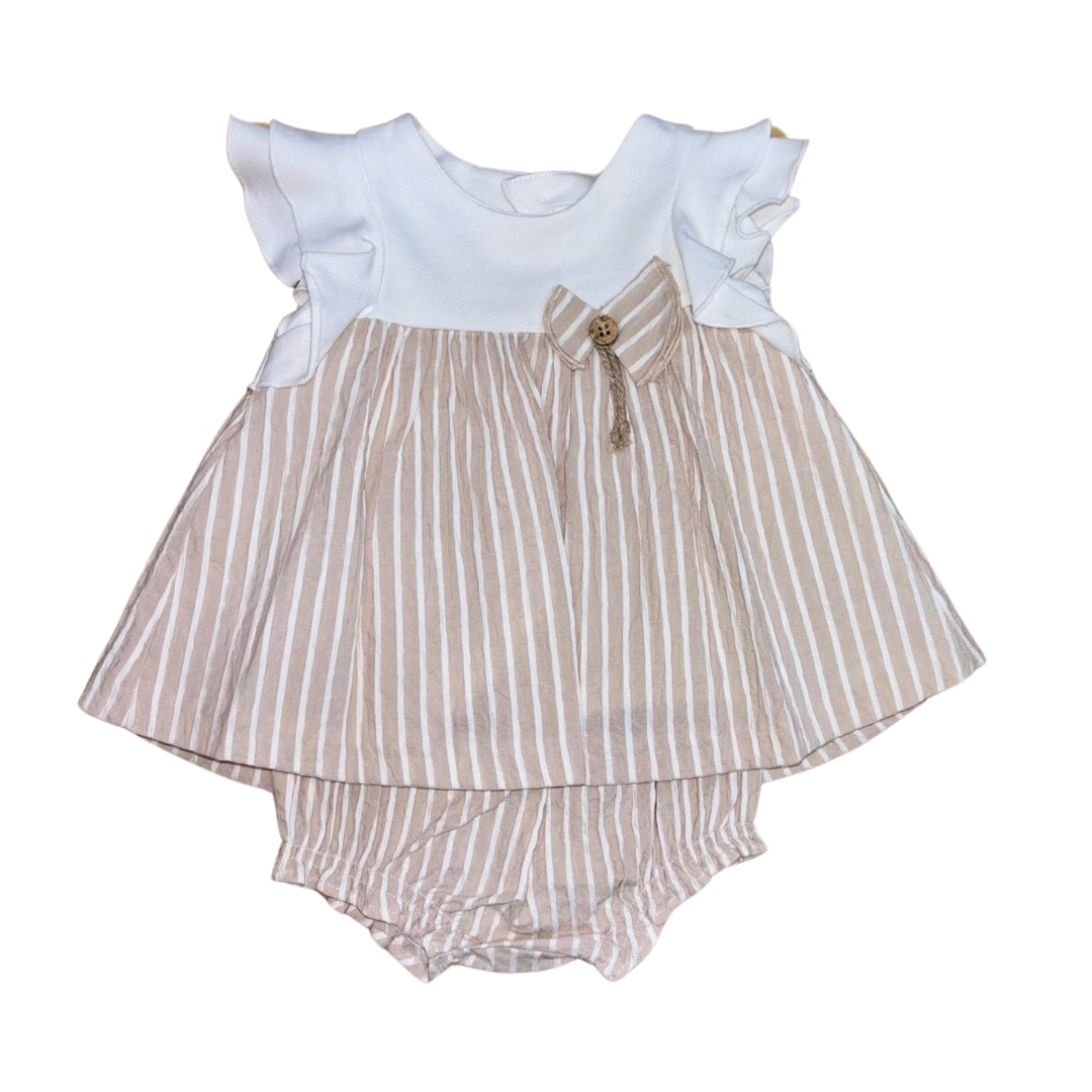 Beige Striped Dress