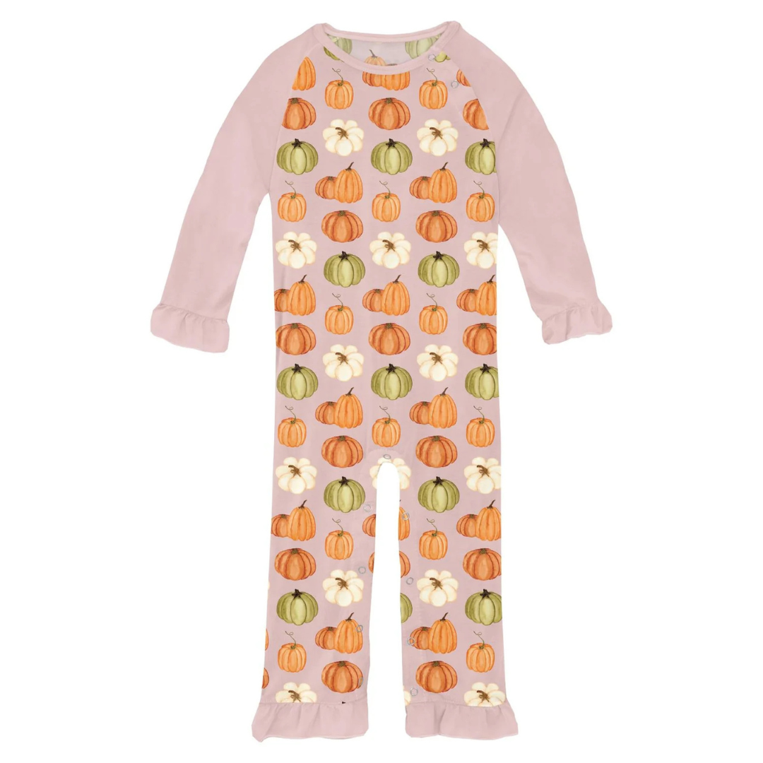 Baby Rose Pumpkins Ruffle Raglan Romper