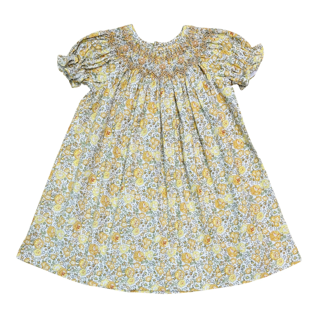Jacqueline Yellow Floral Smocked Dress
