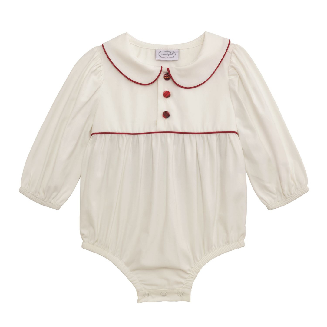 White Poplin Tartan Bow Bubble
