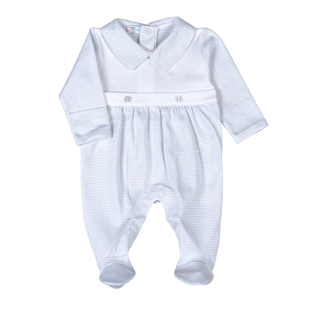 Blue Striped Bib Footie
