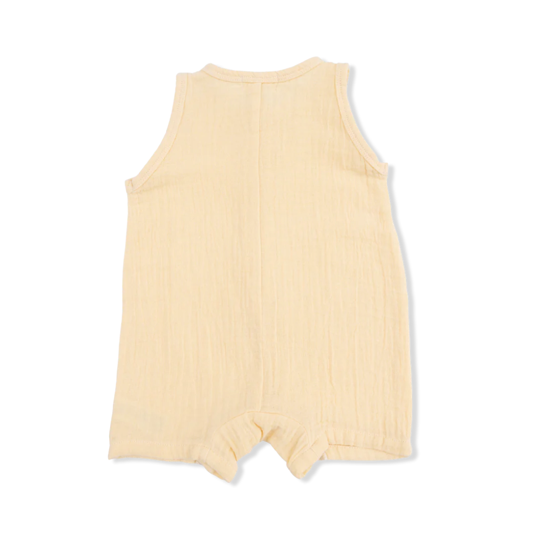 Italian Straw Sleeveless Shortie Romper