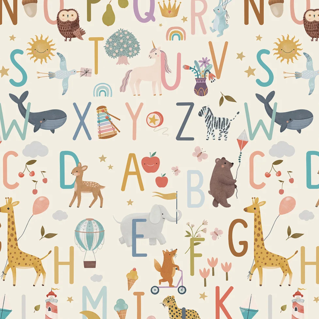 Animal Alphabet Long Sleeve Kimono Ruffle Romper