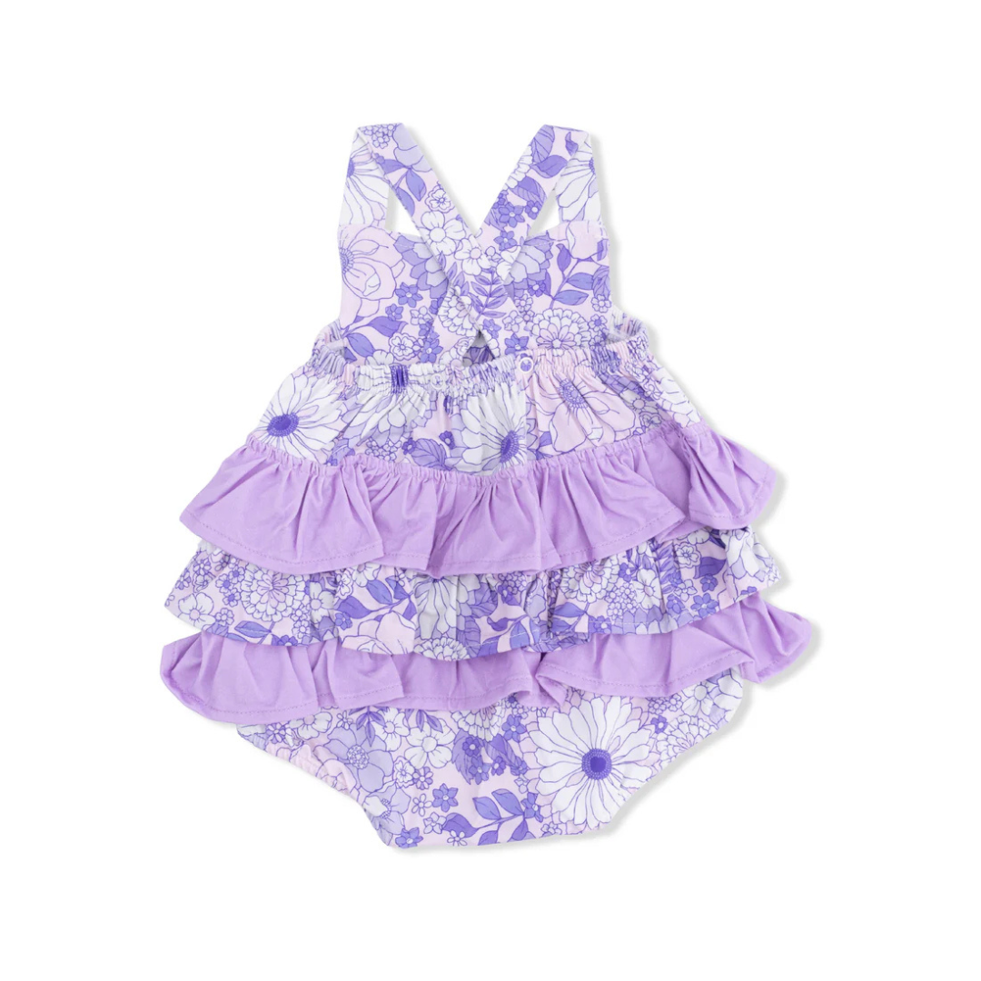 Lacy Lavender Floral Ruffle Sunsuit