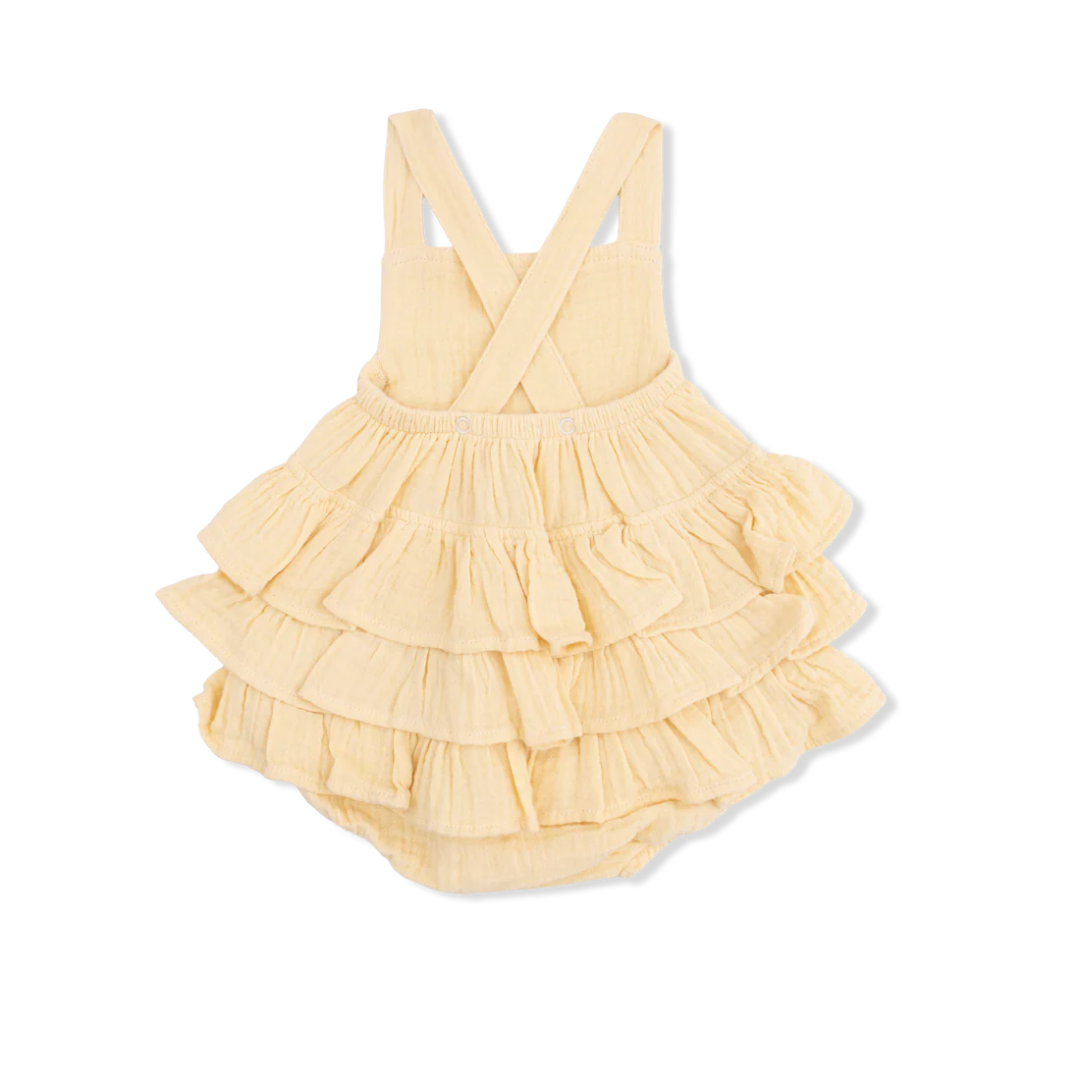 Italian Straw Muslin Ruffle Sunsuit