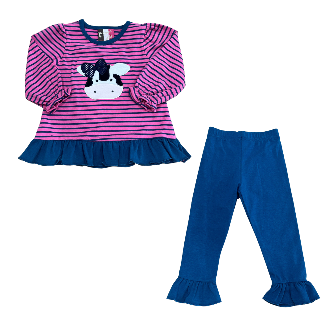 Cow Ruffle Pant Set