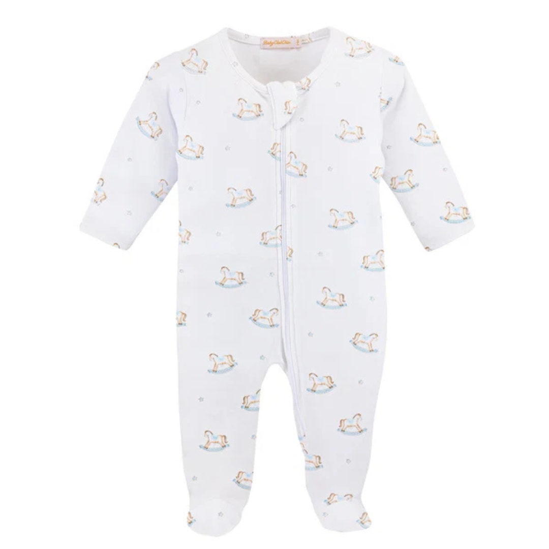 Tiny Blue Rocking Horse Footie