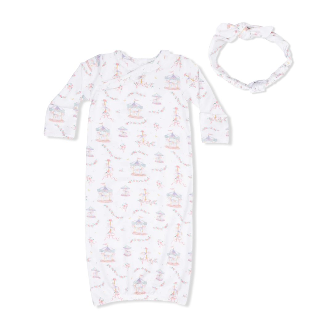 Carousel with Bows Kimono Gown & Headband