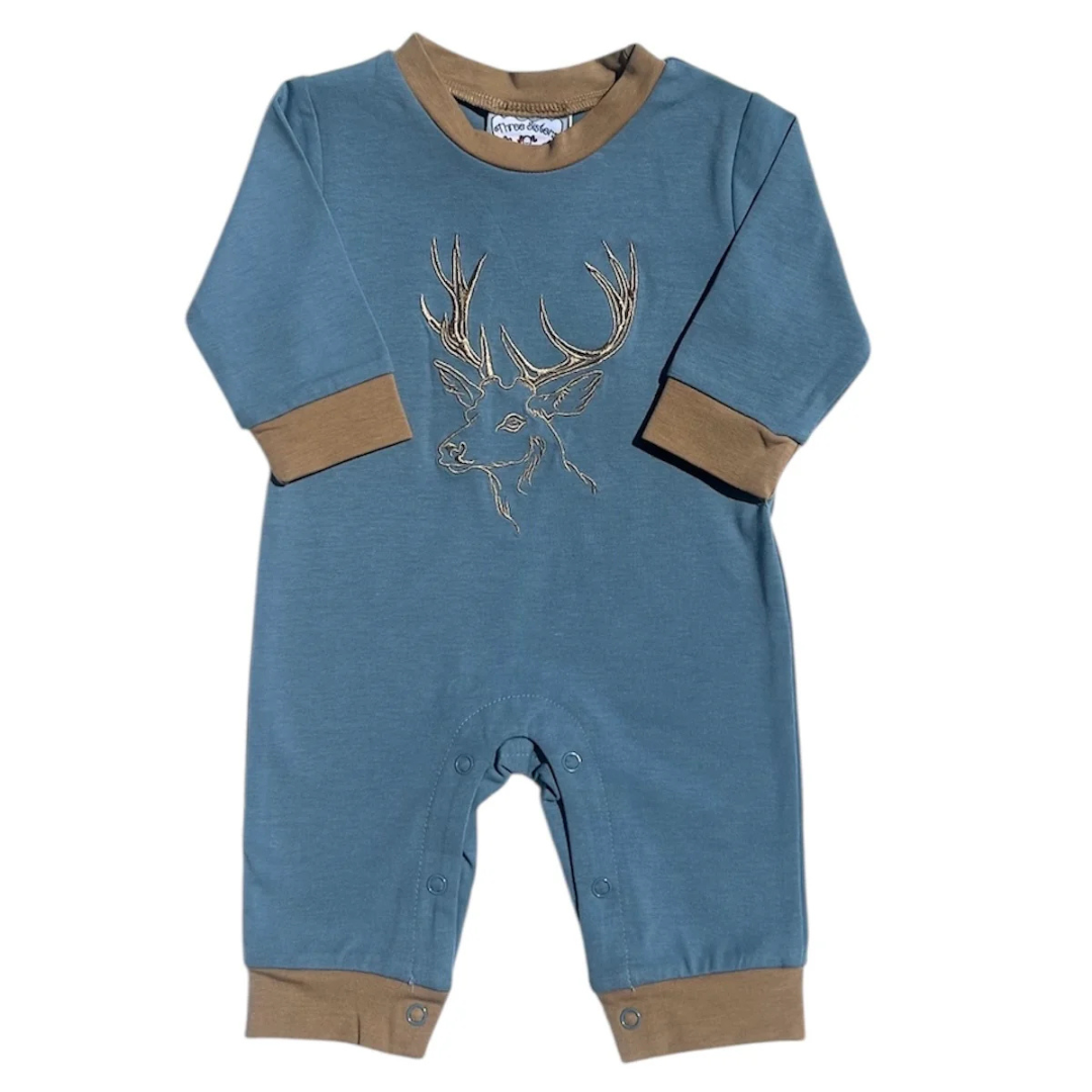 Deer Embroidery Boys Romper