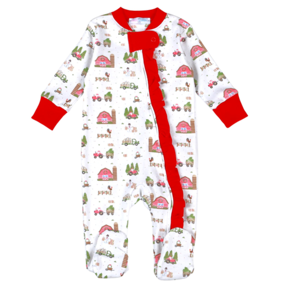 Christmas Barnyard Ruffle Footie