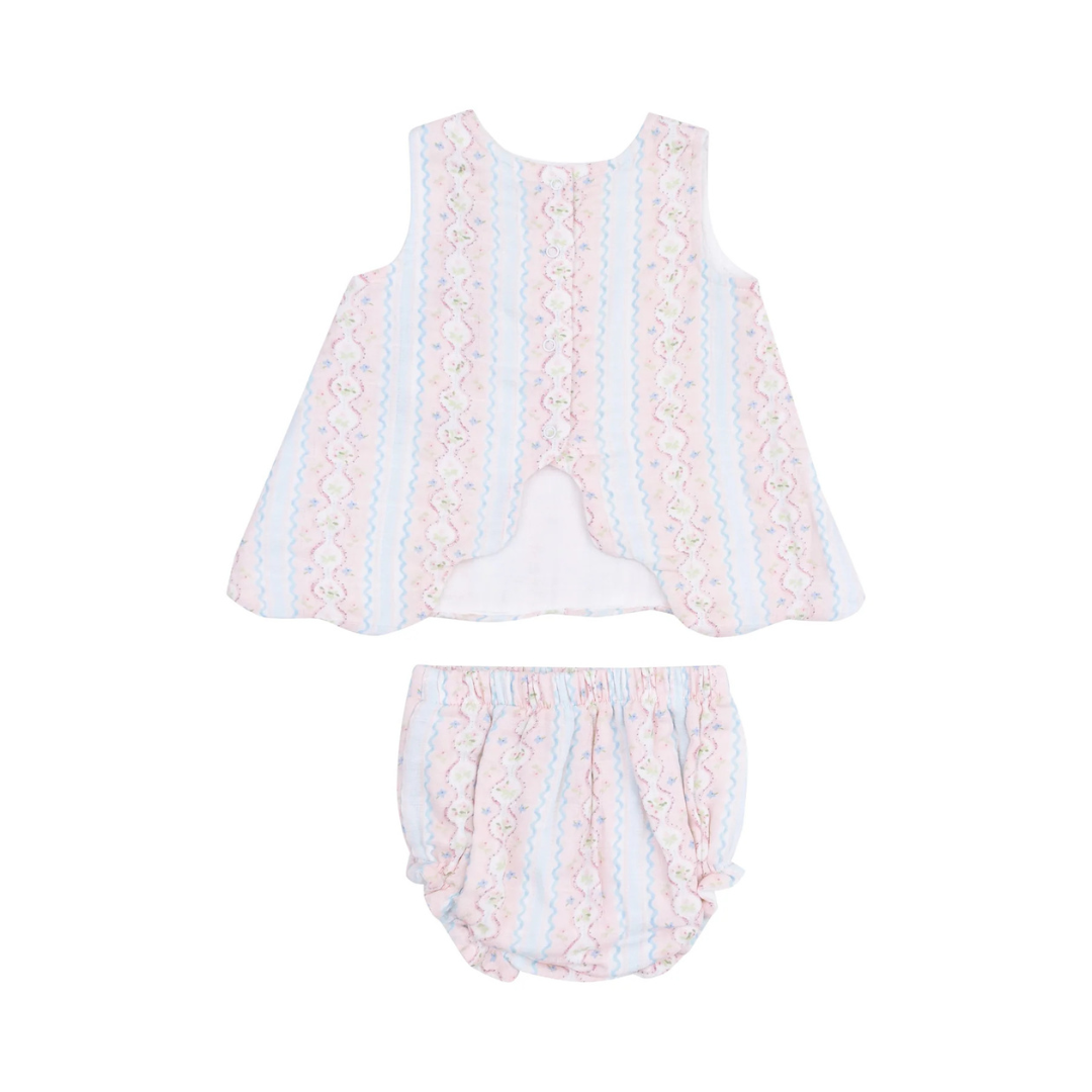 Ogee Floral Scallop Open-Back Top & Bloomer
