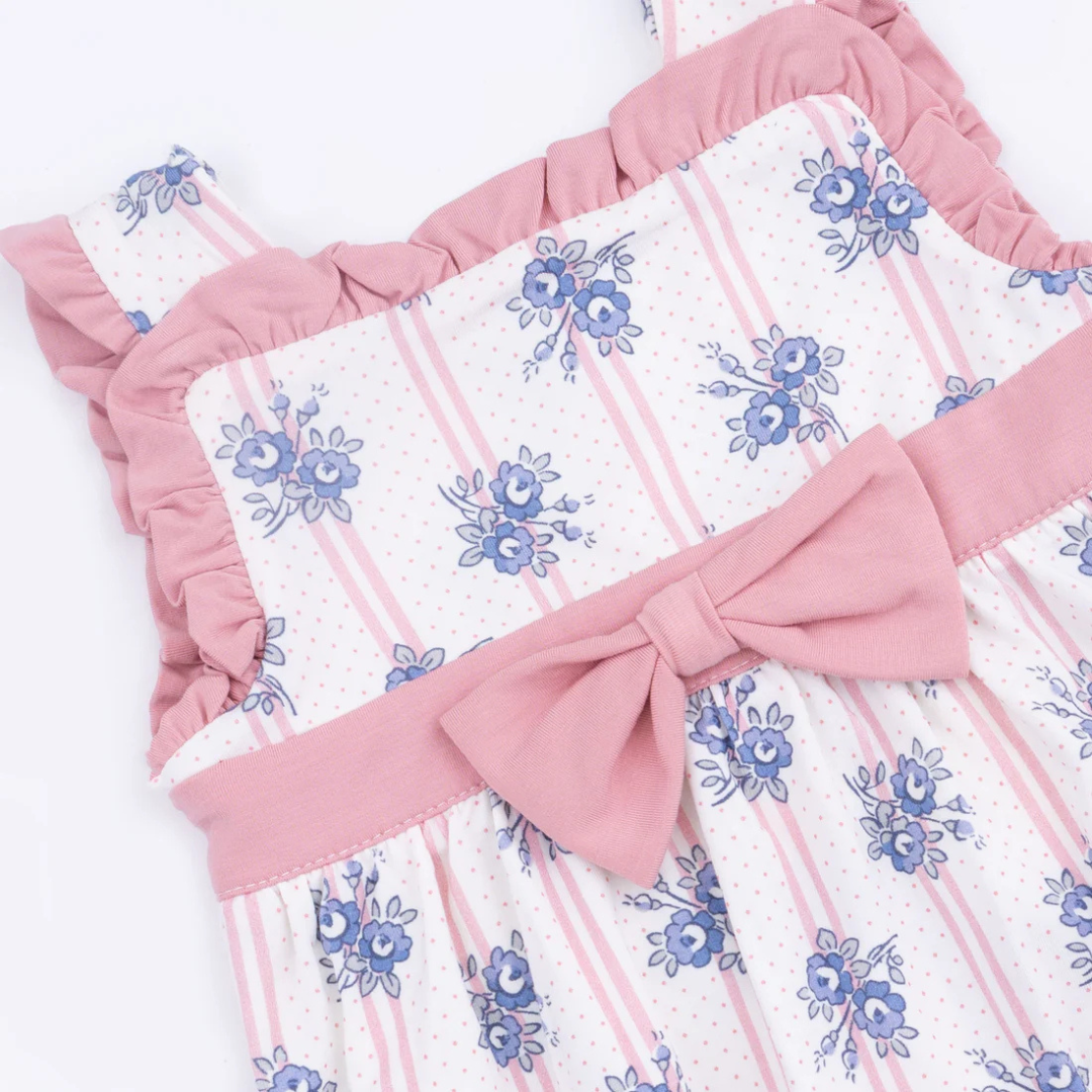 Stripe Dot Roses Bow Playsuit