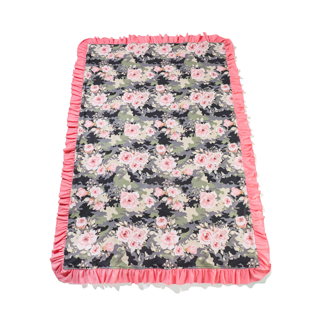 Rose Camo Ruffle Blanket