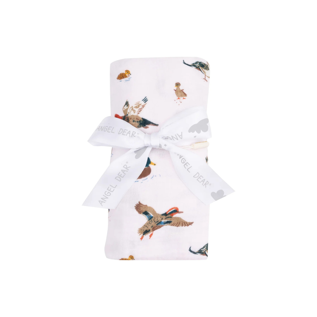 Pink Ducks Muslin Swaddle Blanket