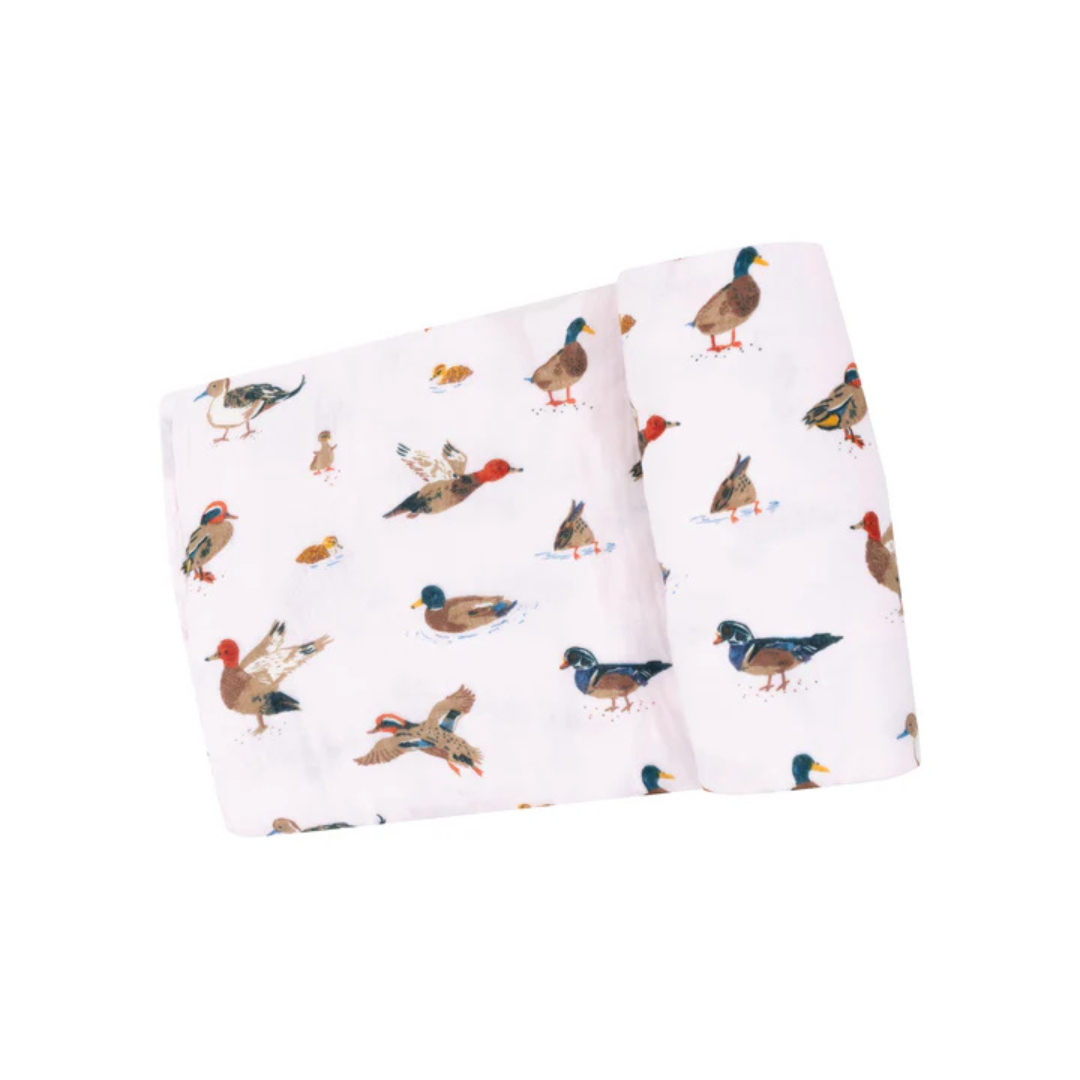 Pink Ducks Muslin Swaddle Blanket