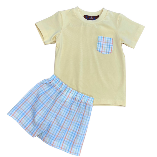 Spring Gingham Boys Short Set