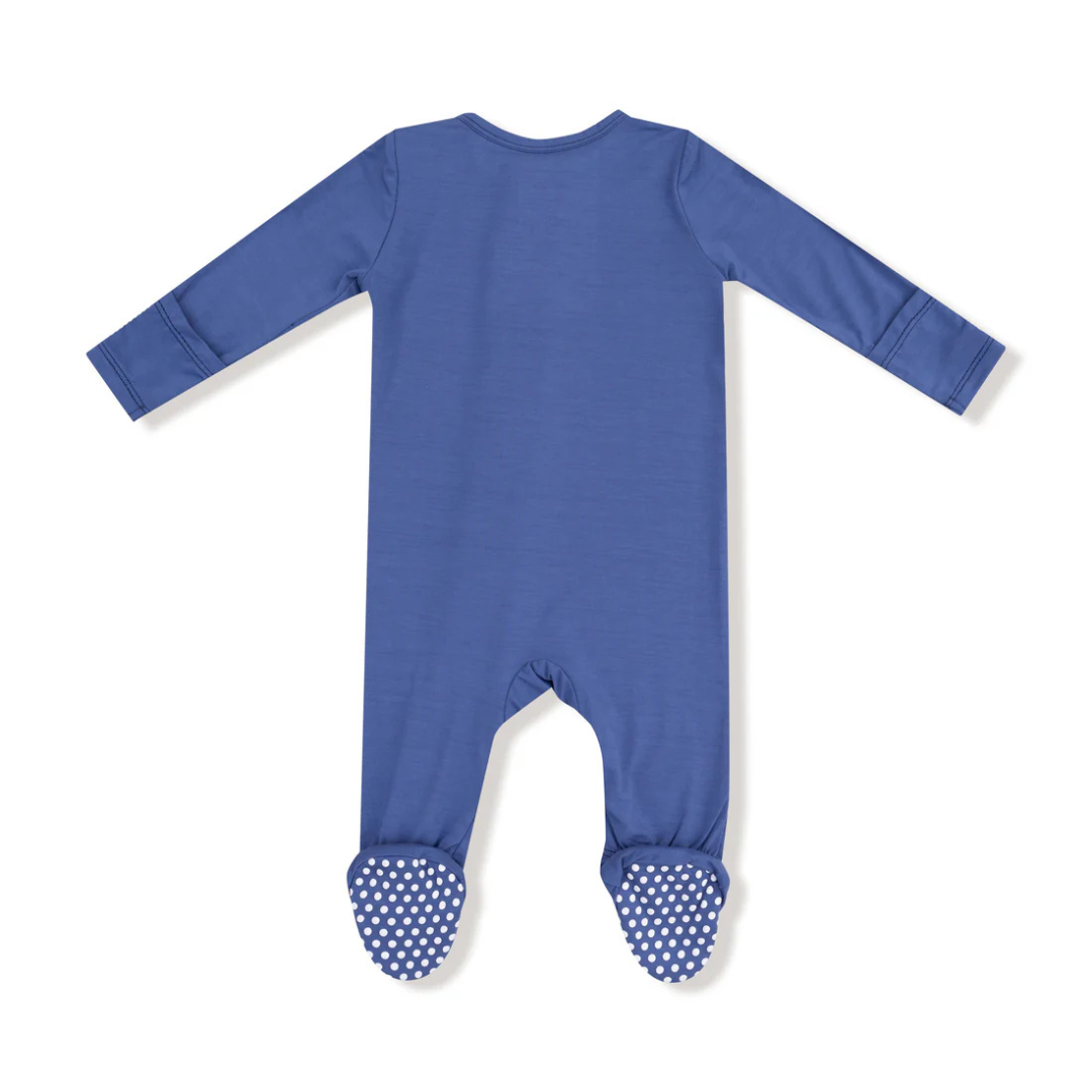 Gray Blue Zipper Footie