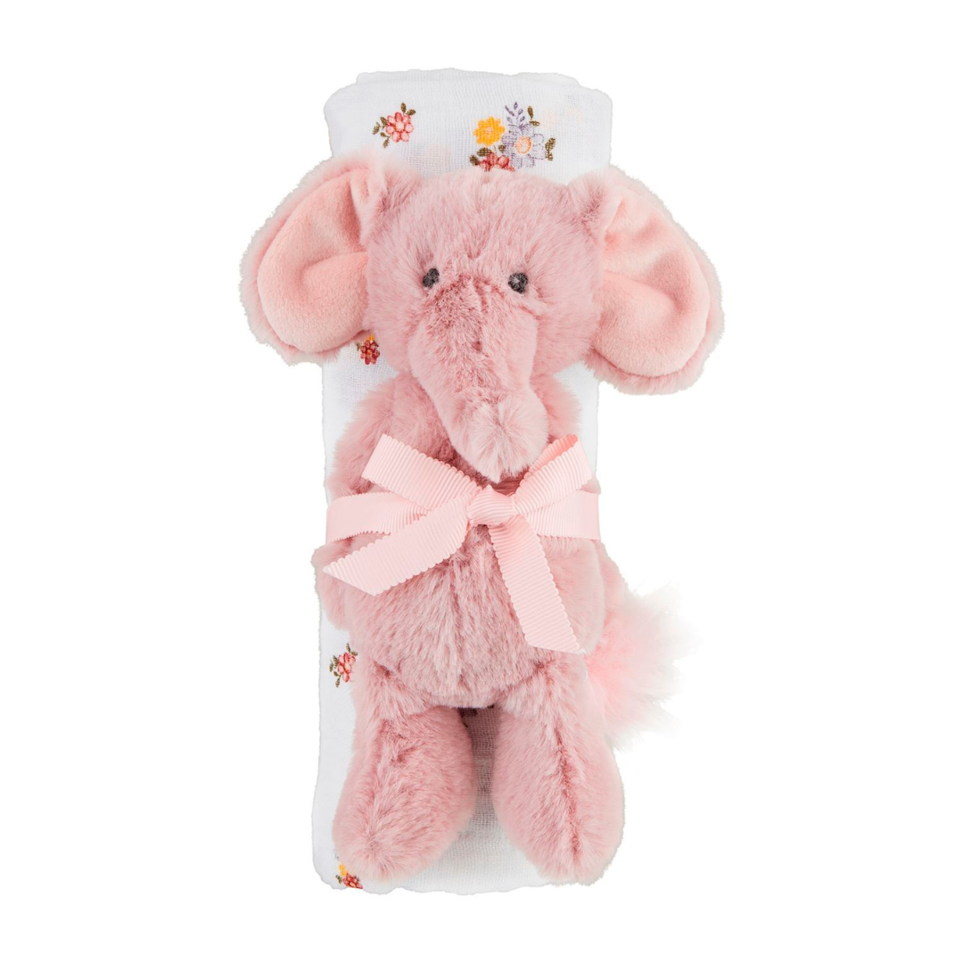 Floral Swaddle & Rattle Set