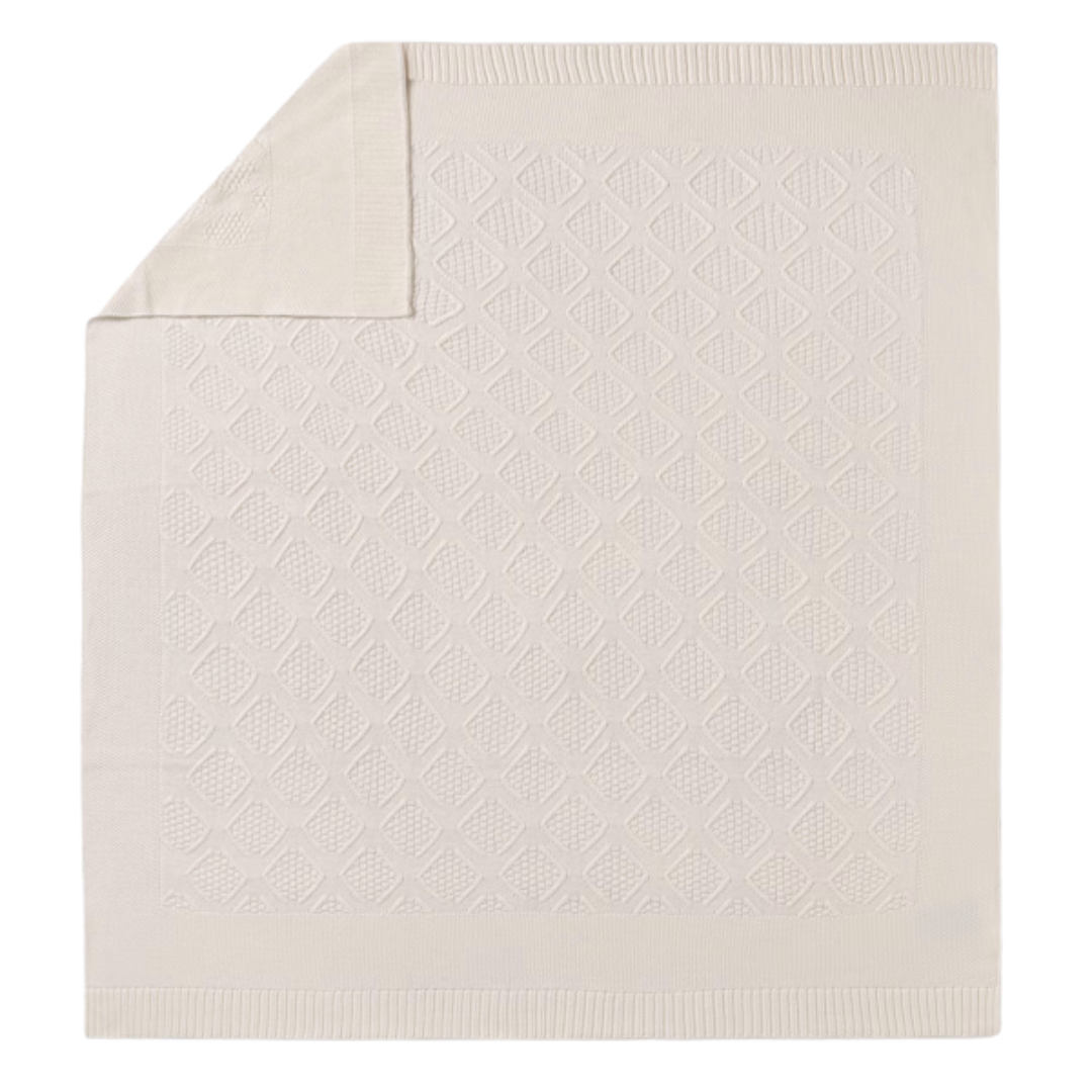 Ivory Diamond Knit Baby Blanket