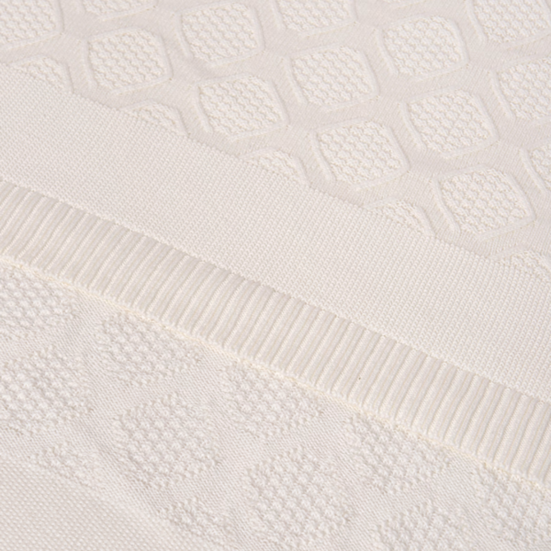 Ivory Diamond Knit Baby Blanket