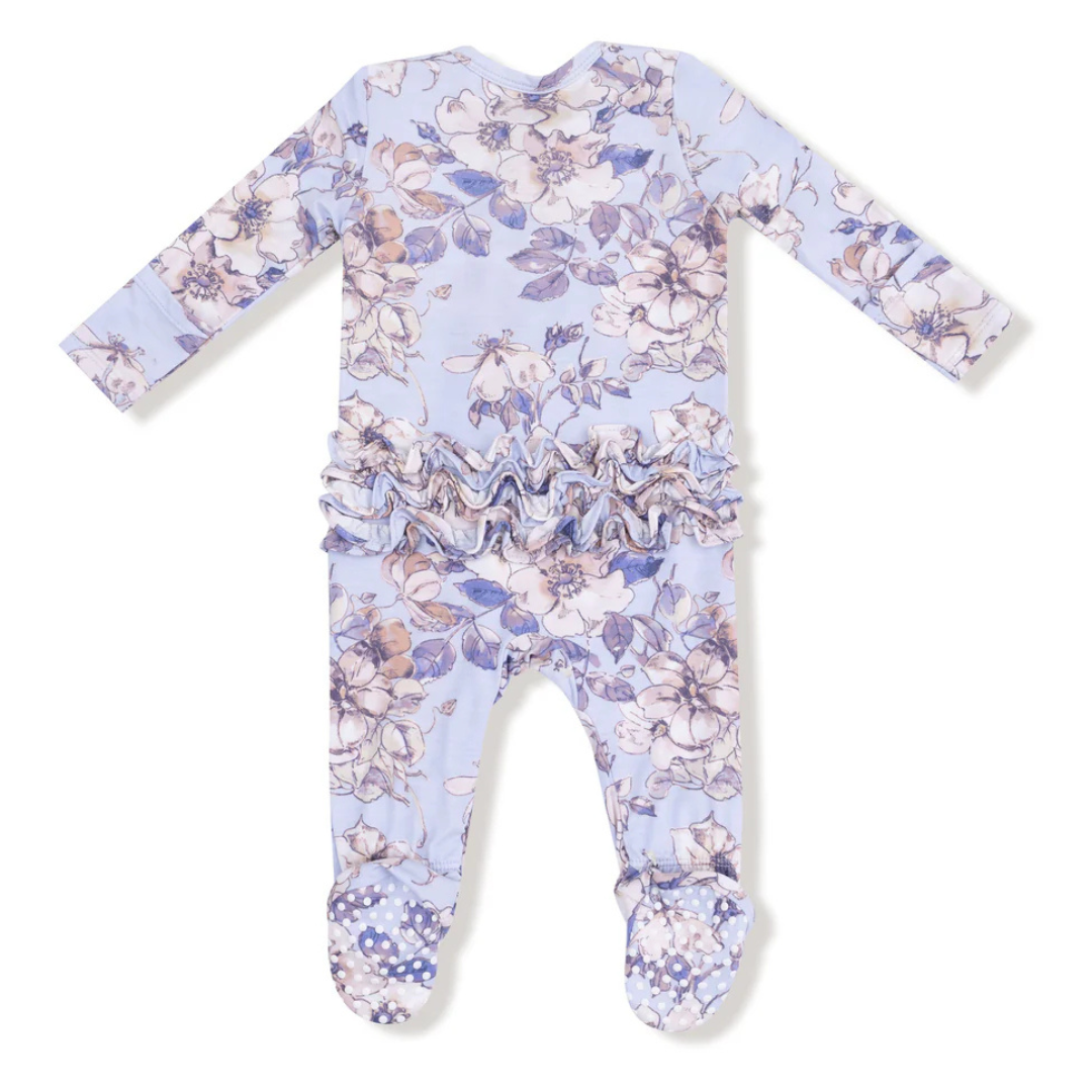 Woodrose- Peri Ruffle Footie