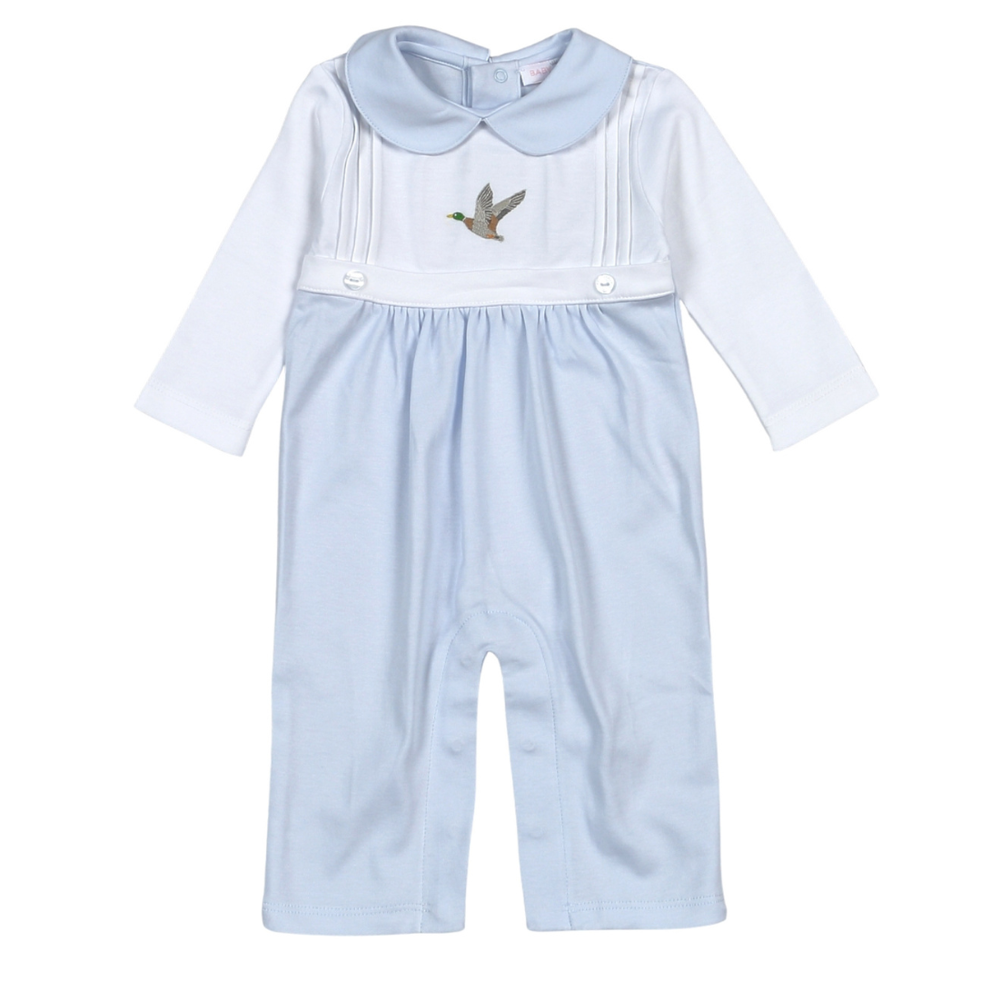 Blue Mallard Ducks Hand Embroidered Romper