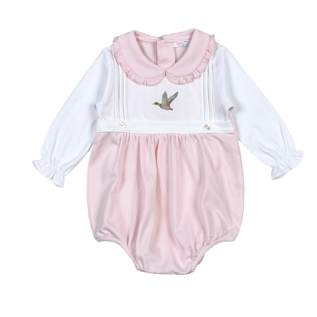 Pink Mallard Ducks Hand Embroidered Bubble