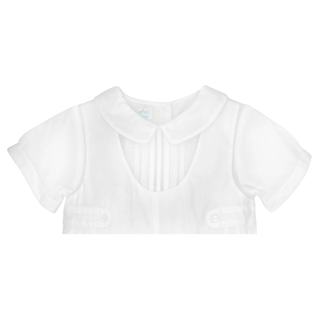 Petit Ami Romper with Side Tabs & Pintucks