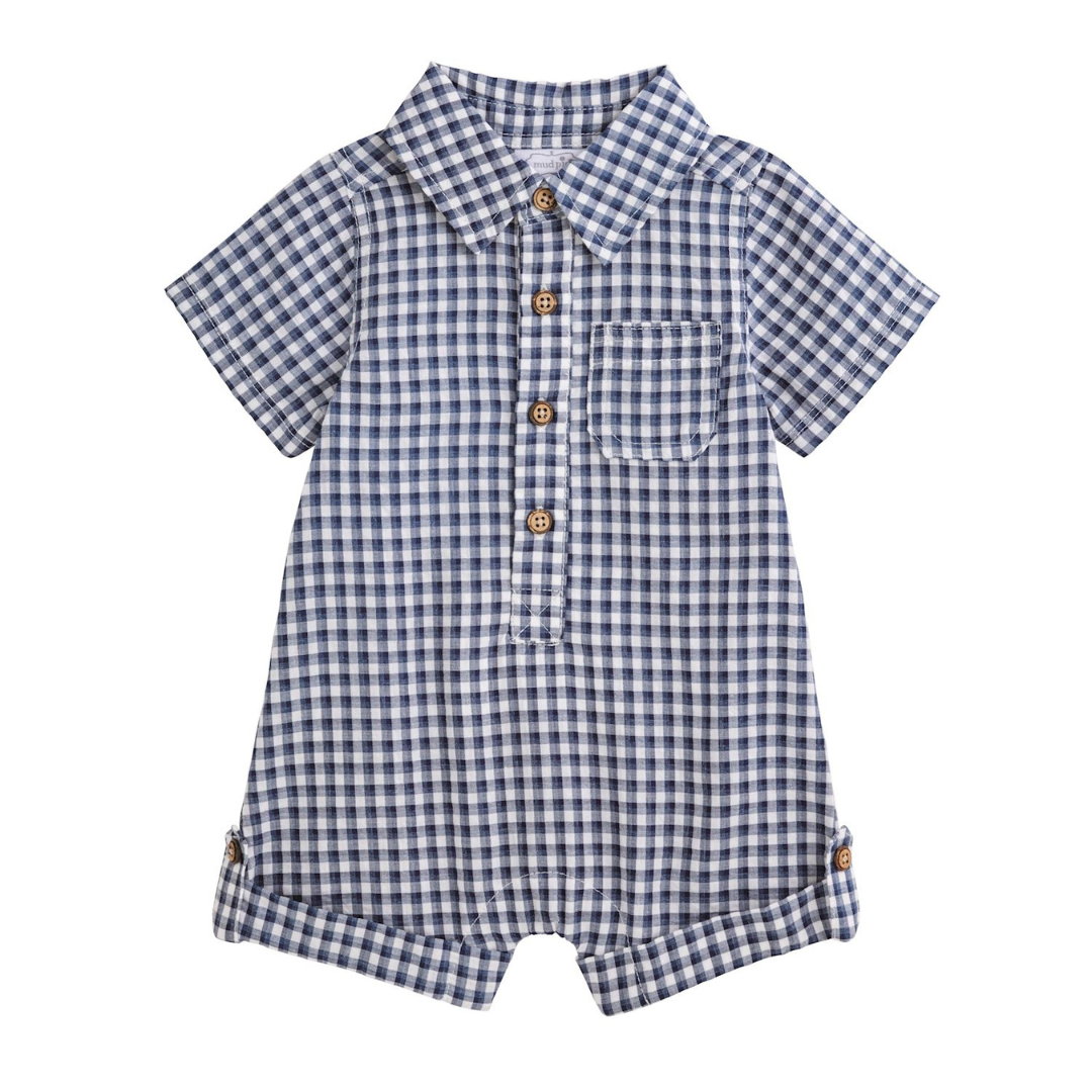 Blue Gingham Collar Shortall
