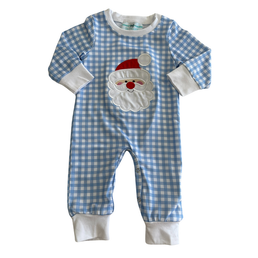 Blue Santa Long Bubble Pajama