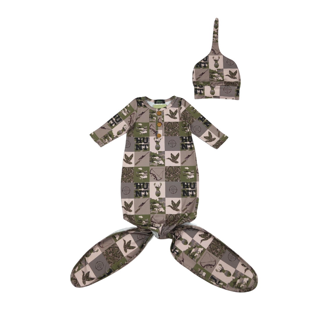 Hunt Patchwork Baby Knotted Gown