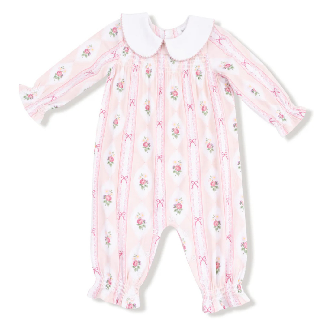 Ogee Lace Floral L/S Smocked Romper