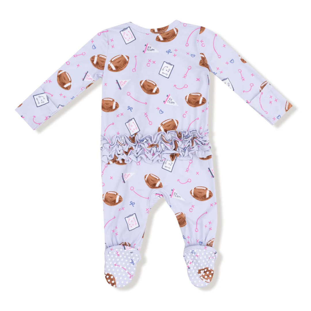 Lavender Touchdown Time Ruffle Footie