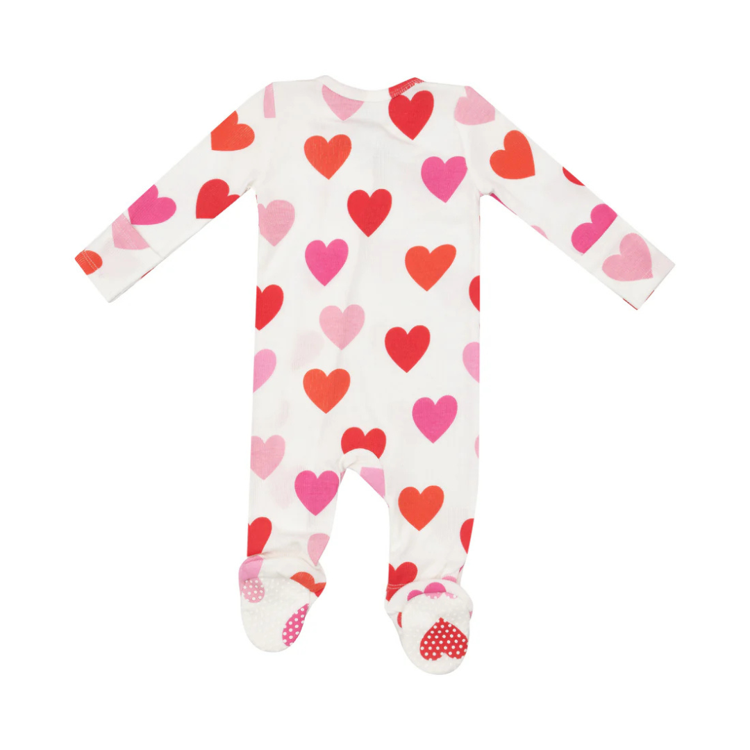 Big Hearts Zipper Footie
