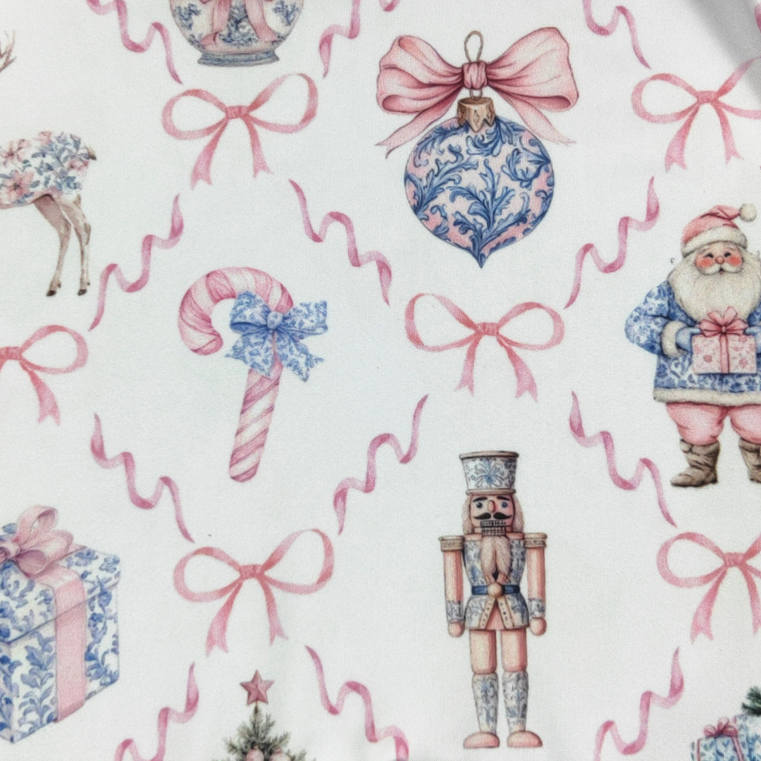 Blue Damask Nutcracker Ruffle Romper