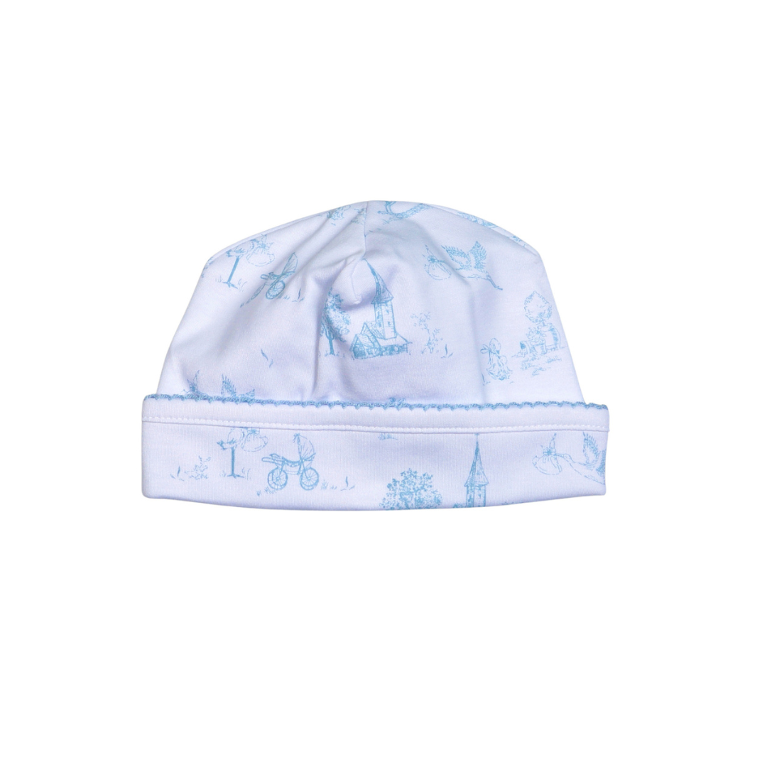 Blue Toile Receiving Blanket & Hat Set