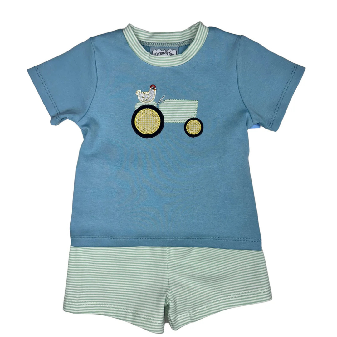 Tractor Applique Boys Short Set