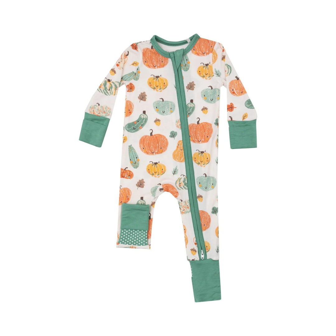 Crayon Pumpkins Zipper Romper