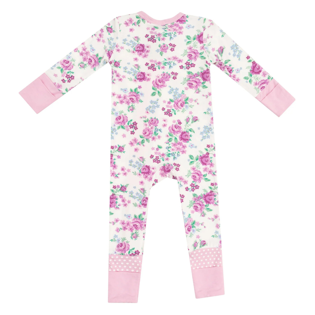 Cute Little Roses Zipper Romper