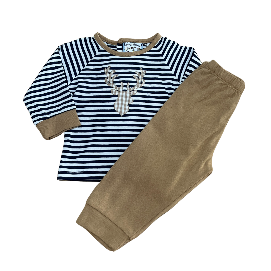 Deer Applique Boys Jogger Set