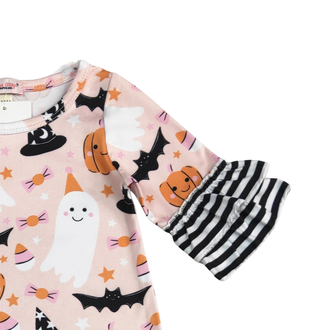 Halloween Stripes Ruffled Romper
