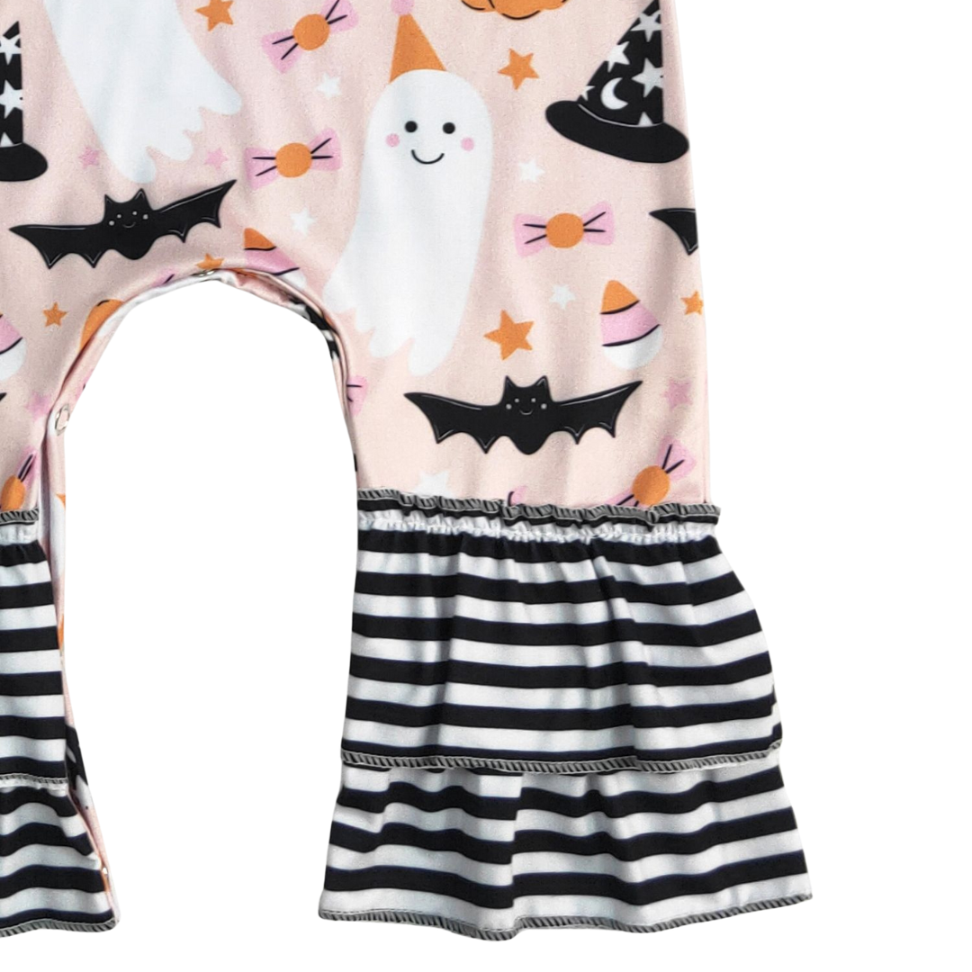 Halloween Stripes Ruffled Romper