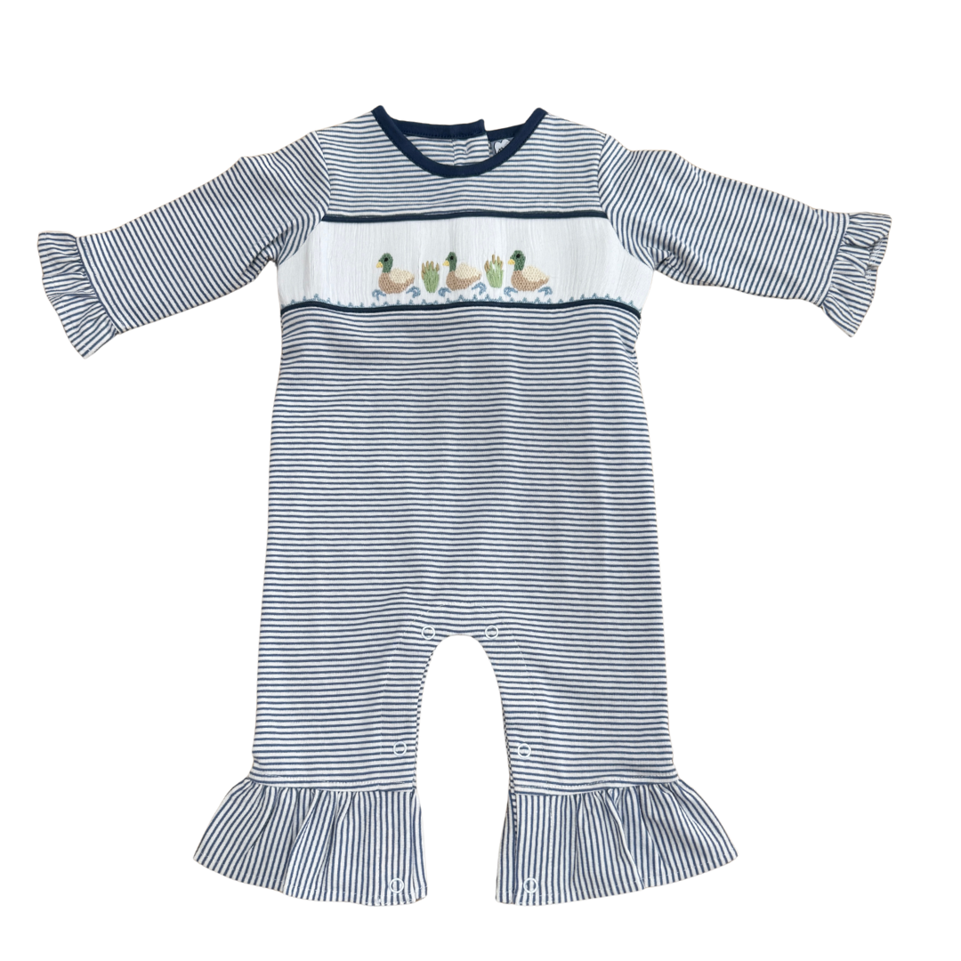 Mallard Duck Smocked Girls Romper