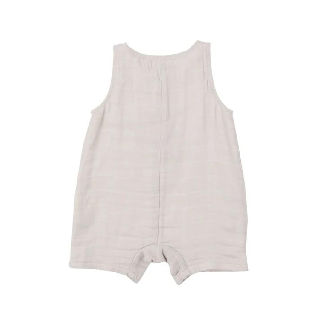 Oatmeal Solid Muslin Shortie Romper