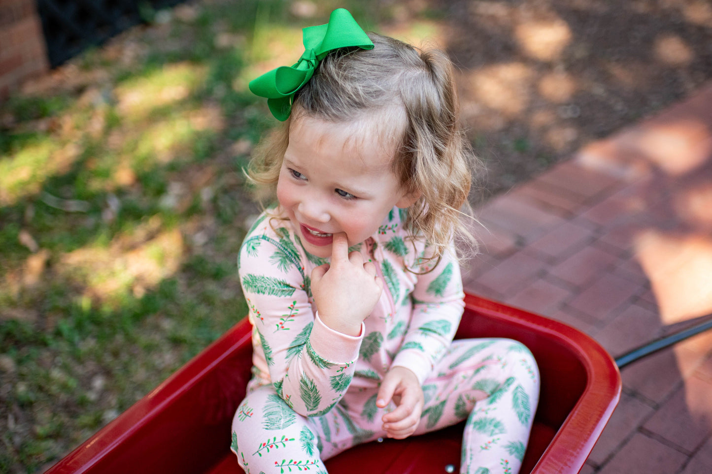 Pink Holly & Pine Footie