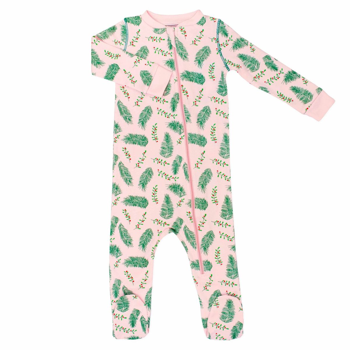 Pink Holly & Pine Footie