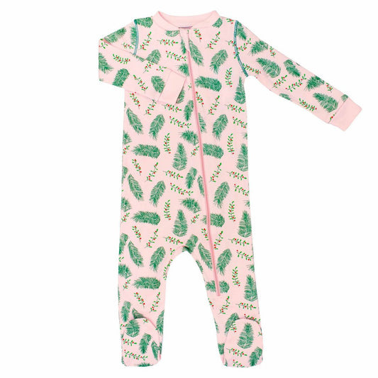 Pink Holly & Pine Footie