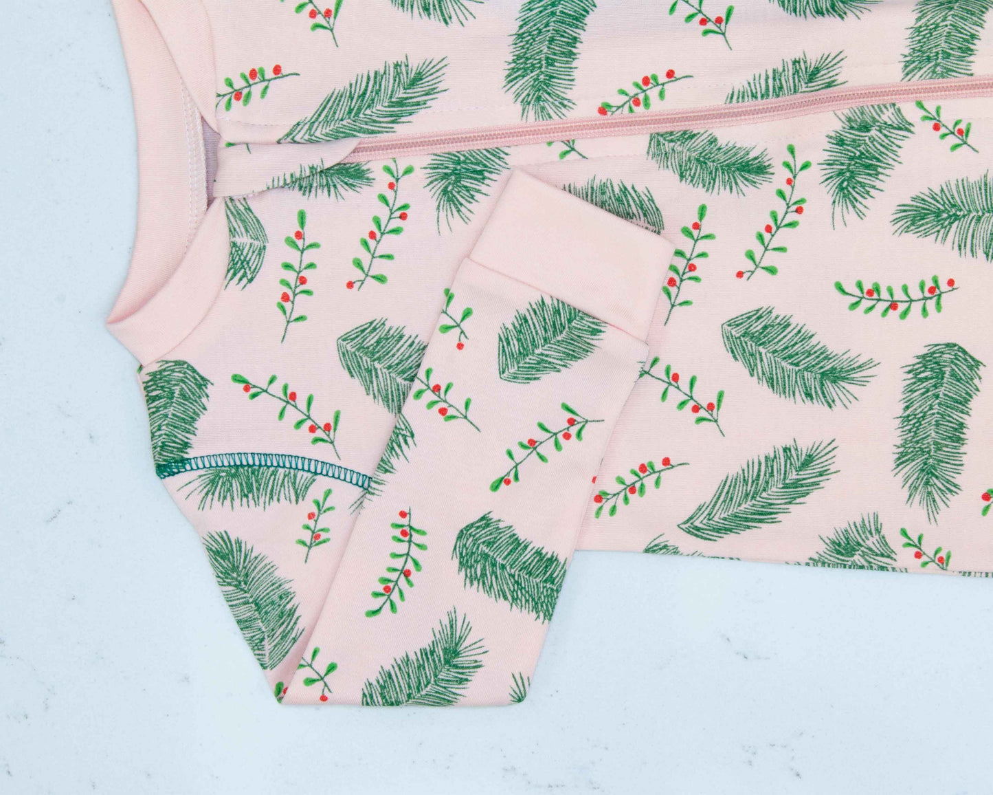 Pink Holly & Pine Footie