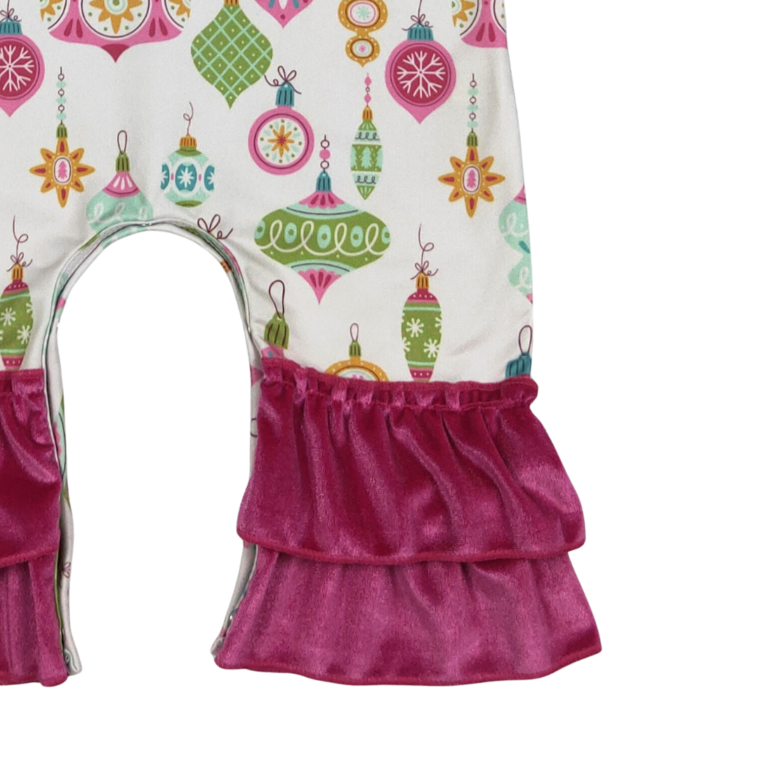 Pink Ornaments Ruffled Romper